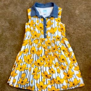 Girls yellow and denim dress